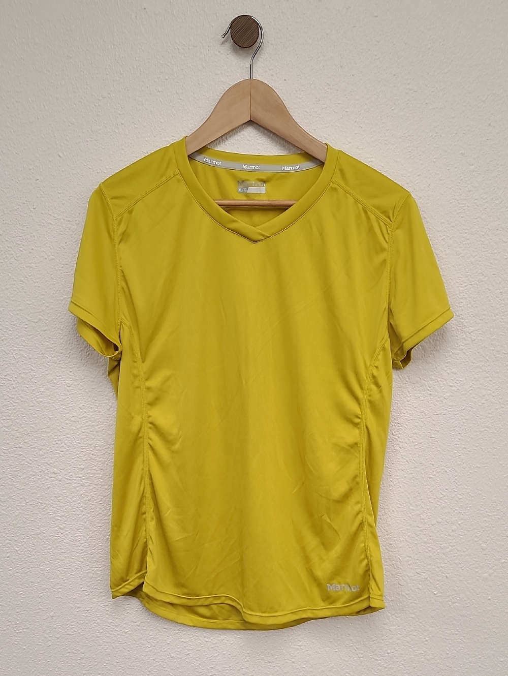 Marmot Bright Yellow V-Neck Short Sleeve Active Tee